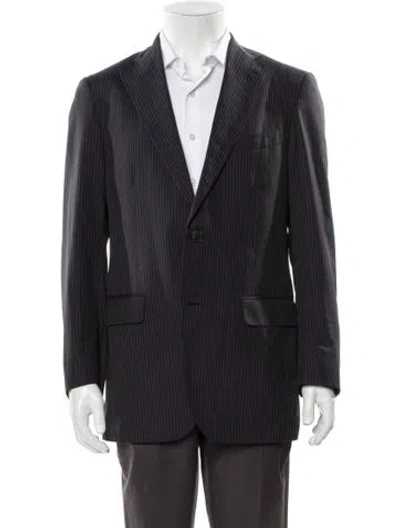 Pre-owned Ferragamo Wool Striped Blazer In Gray