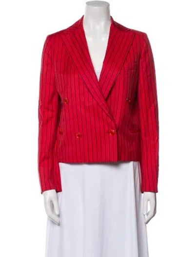 Pre-owned Ferragamo Wool Striped Blazer In Red