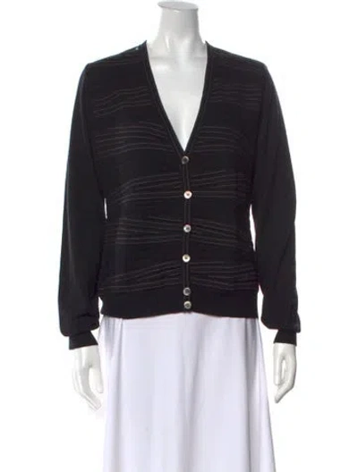 Pre-owned Ferragamo Wool Striped Sweater In Black