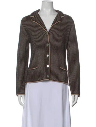 Pre-owned Ferragamo Wool Striped Sweater In Brown