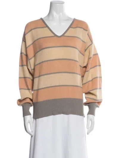 Pre-owned Ferragamo Wool Striped Sweater In Orange