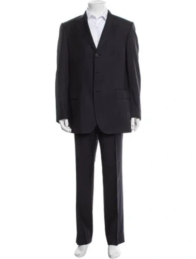 Pre-owned Ferragamo Wool Striped Two-piece Suit In Blue