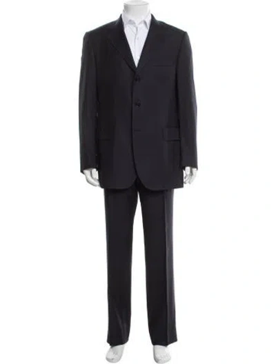 Pre-owned Ferragamo Wool Striped Two-piece Suit In Blue