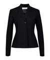 Ferragamo Wool Blazer Jacket With Cape Sleeves In Black