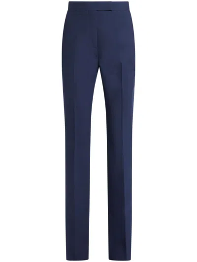 Ferragamo Wool Tailored Trousers In Blue