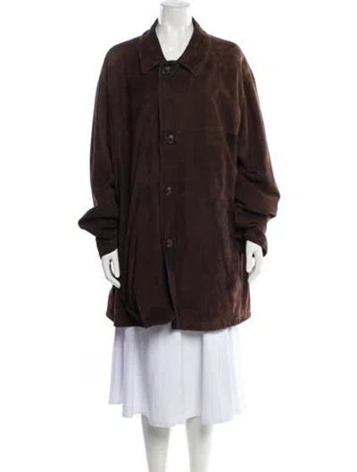 Pre-owned Ferragamo Wool Trench Coat In Brown