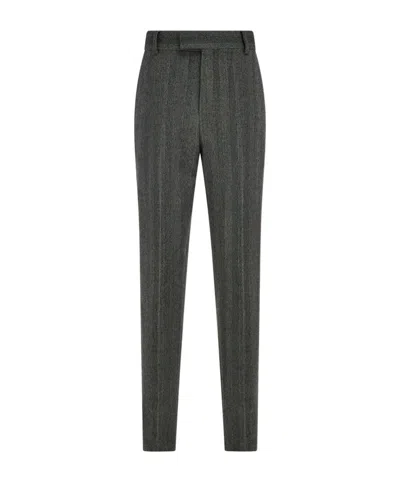 Ferragamo Wool Trousers In Brown