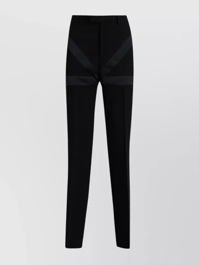 FERRAGAMO WOOL TROUSERS CIGARETTE SATIN BANDS