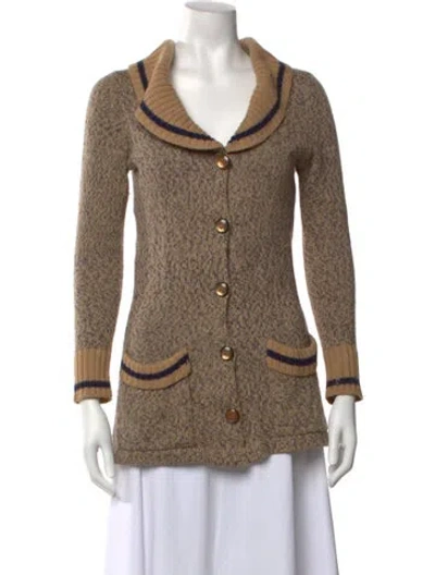 Pre-owned Ferragamo Wool Tweed Pattern Sweater In Brown