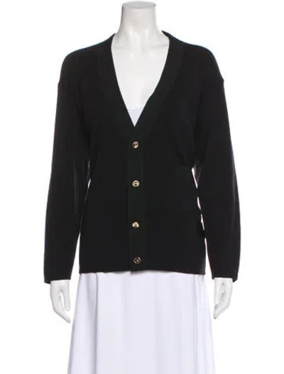 Pre-owned Ferragamo Wool V-neck Sweater In Black