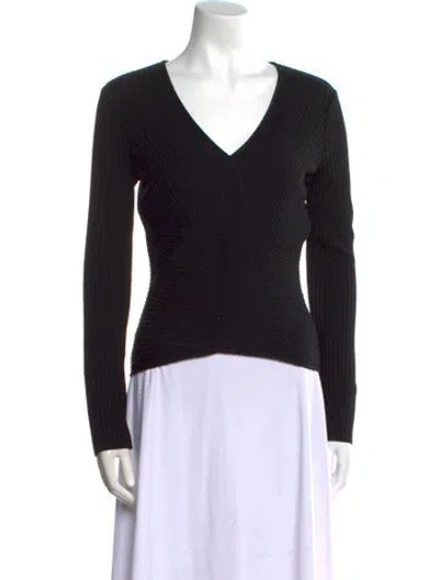 Pre-owned Ferragamo Wool V-neck Sweater In Black