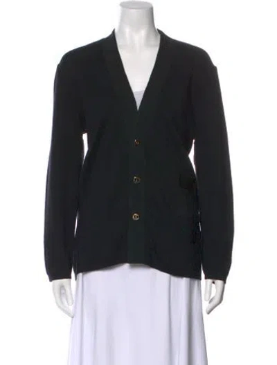 Pre-owned Ferragamo Wool V-neck Sweater In Black