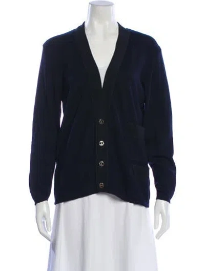 Pre-owned Ferragamo Wool V-neck Sweater In Black