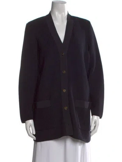 Pre-owned Ferragamo Wool V-neck Sweater In Black