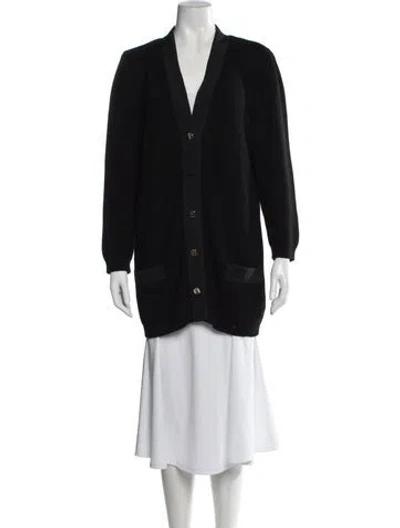 Pre-owned Ferragamo Wool V-neck Sweater In Black