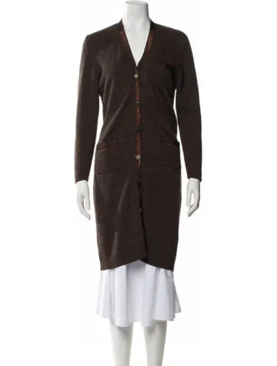 Pre-owned Ferragamo Wool V-neck Sweater In Brown