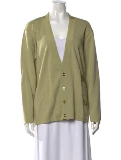 Pre-owned Ferragamo Wool V-neck Sweater In Green