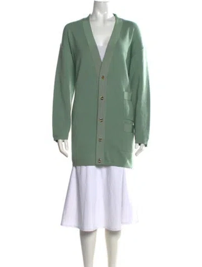 Pre-owned Ferragamo Wool V-neck Sweater In Green