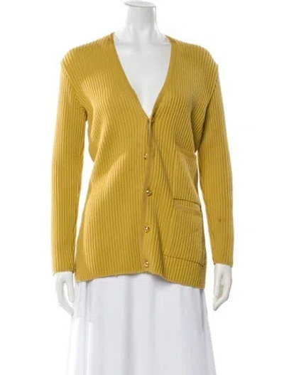 Pre-owned Ferragamo Wool V-neck Sweater In Neutral