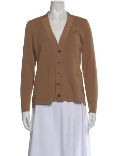 Pre-owned Ferragamo Wool V-neck Sweater In Neutral