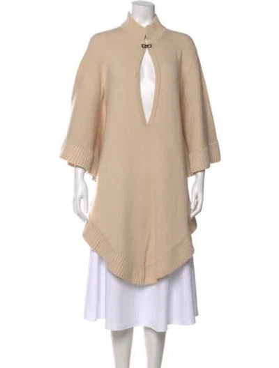 Pre-owned Ferragamo Wool V-neck Sweater In Neutral