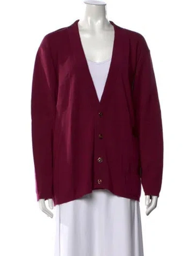 Pre-owned Ferragamo Wool V-neck Sweater In Pink
