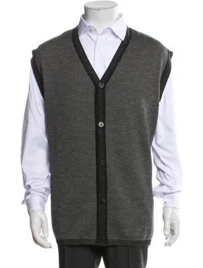 Pre-owned Ferragamo Wool V-neck Sweater Vest In Gray