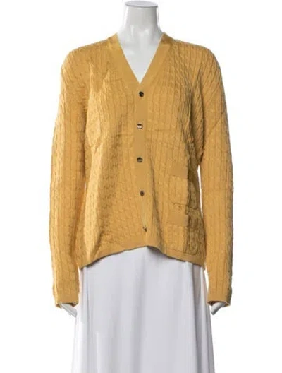 Pre-owned Ferragamo Wool V-neck Sweater In Yellow