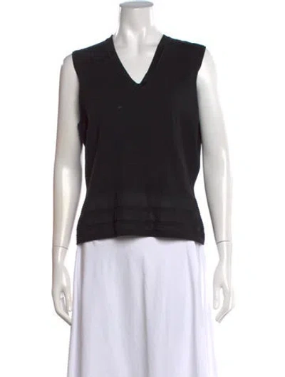 Pre-owned Ferragamo Wool V-neck Top In Black