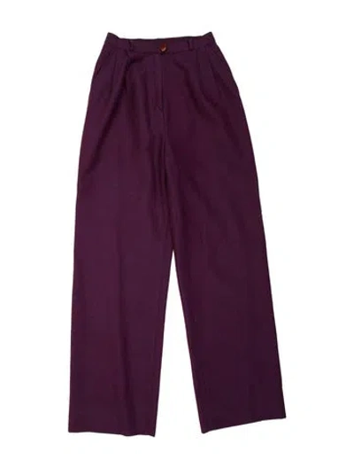 Pre-owned Ferragamo Wool Wide Leg Pants In Burgundy