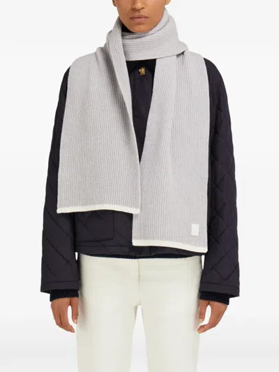 Ferragamo Wool-and-cashmere-blend Scarf In Gray