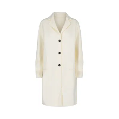 Pre-owned Ferragamo Wool-blend Lapel Coat 'white' | Women's Size 44