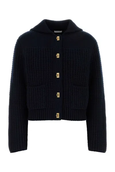Ferragamo Wool-cashmere Blend Cardigan For Women In Black