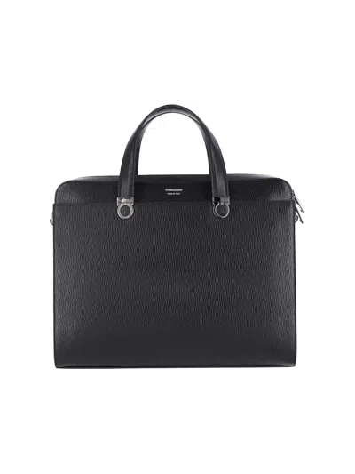 Ferragamo Work Bag Gancini In Black