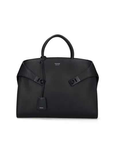 Ferragamo Work Bag "hug" In Black