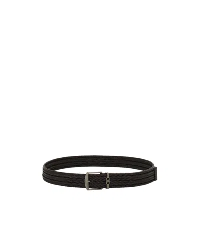 Ferragamo Woven Belt In Black