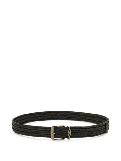 Ferragamo Woven Belt In Black