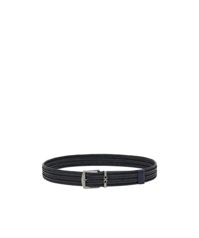 Ferragamo Gancini Woven Leather Belt In Black