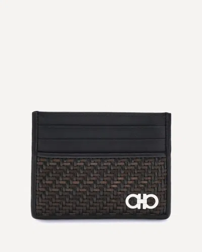 Ferragamo Woven Gancini Card Holder