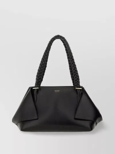 FERRAGAMO WOVEN HANDLE STRUCTURED SHAPE GOLD HARDWARE