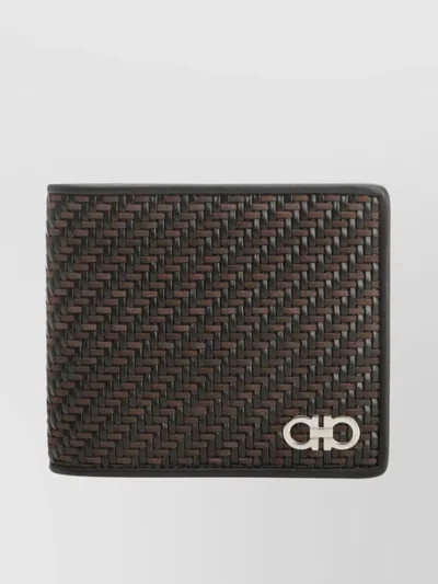 FERRAGAMO WOVEN LEATHER BI-FOLD WALLET