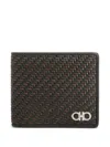 Ferragamo Woven Leather Bi-fold Wallet In Black