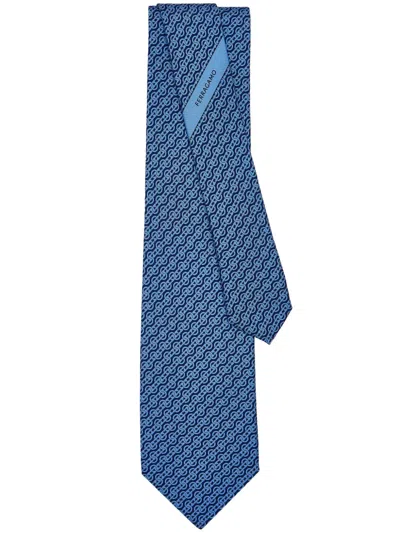 Ferragamo Seidenkrawatte Mit Webmuster In Blue
