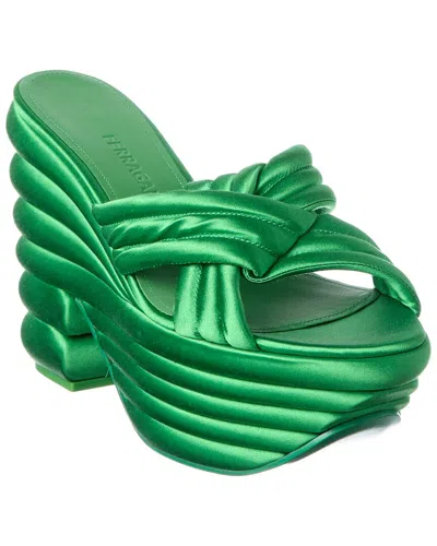 Ferragamo Woven Satin Sandal In Animal Print