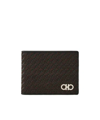 Ferragamo Woven Wallet In Brown