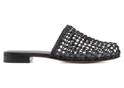 Pre-owned Ferragamo Wovendesign Leather Mules (women's) Sneakers In Black