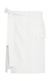 Ferragamo Wrap-front Cotton-blend Knee-length Skirt In White