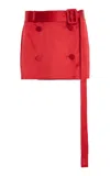 Ferragamo Wrap-front Satin Mini Skirt In Red