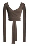 Ferragamo Wrap-front Top In Grey