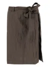 Ferragamo Belted Waist Ruched Midi Skirt